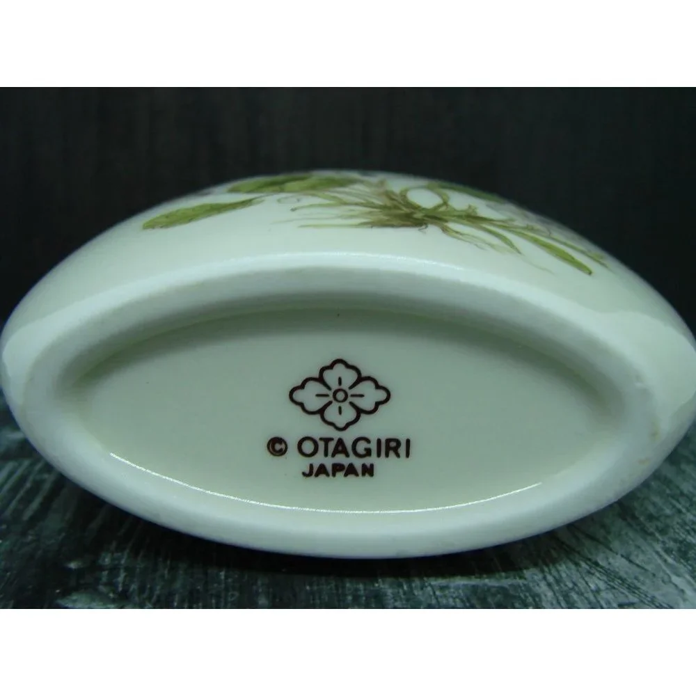 Vintage Otagiri Oval Bud Vase Handpainted Violet Purple Flowers Gold Trim Marked - Picture 5 of 11